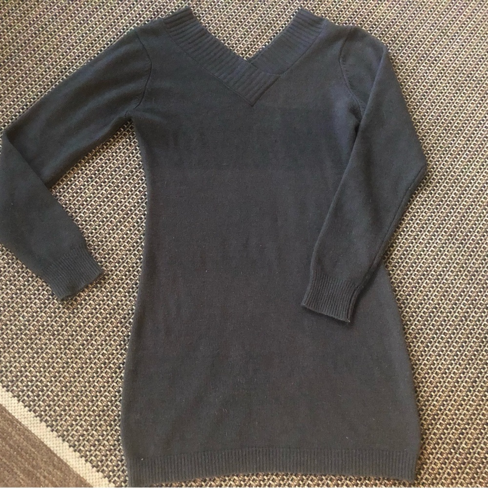 🟤AVA D Moss Long Sleeve V-Neck (front & back) Sweater Bodycon Dress